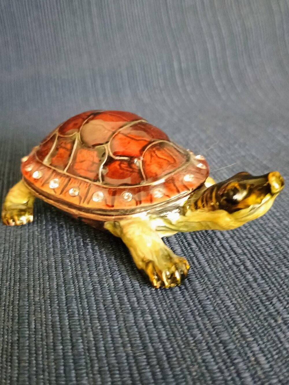 Turtle Jeweled Enameled Trinket Box